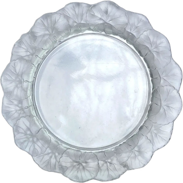 Vintage French Lalique Crystal Honfleur (Geranium) Dessert Plate [11 available]