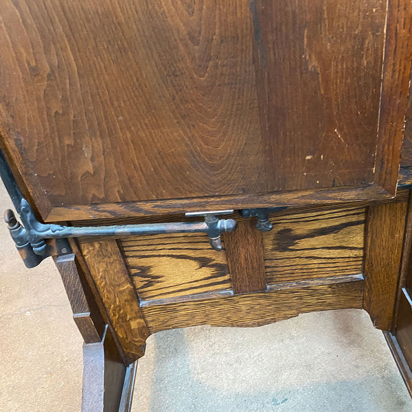 American Arts and Crafts Oak and Iron Tri-fold Haberdasher Cheval Mirror