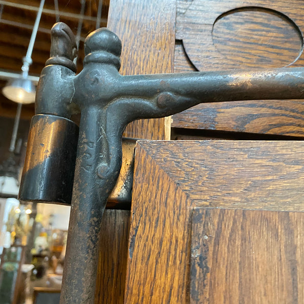 American Arts and Crafts Oak and Iron Tri-fold Haberdasher Cheval Mirror