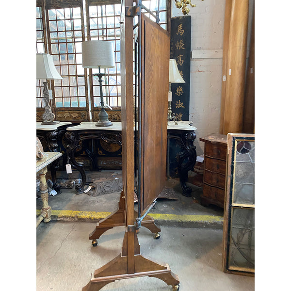 American Arts and Crafts Oak and Iron Tri-fold Haberdasher Cheval Mirror