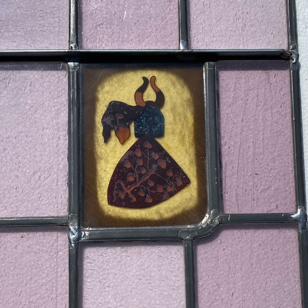 Dutch Medieval Style Stained, Leaded and Painted Glass Crest Window