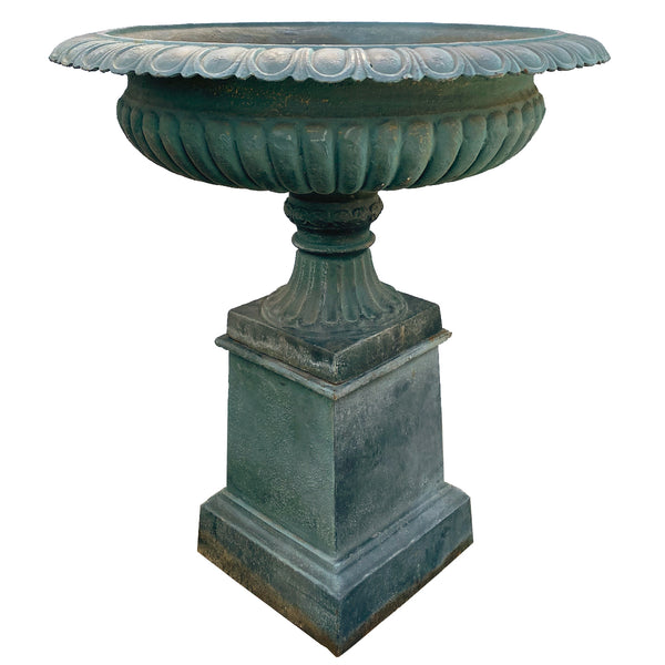 Large Pair Classical Style Painted Cast Iron Garden Urns Planters / Fountains