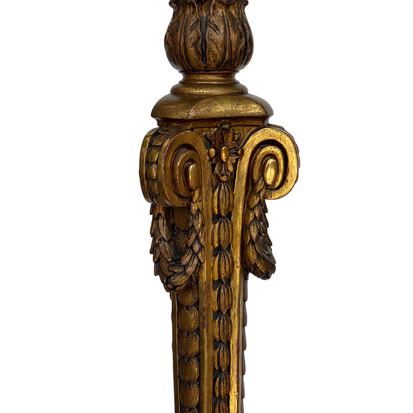 French Louis XVI Style Giltwood and Gesso Three-Light Torchiere Floor Lamp
