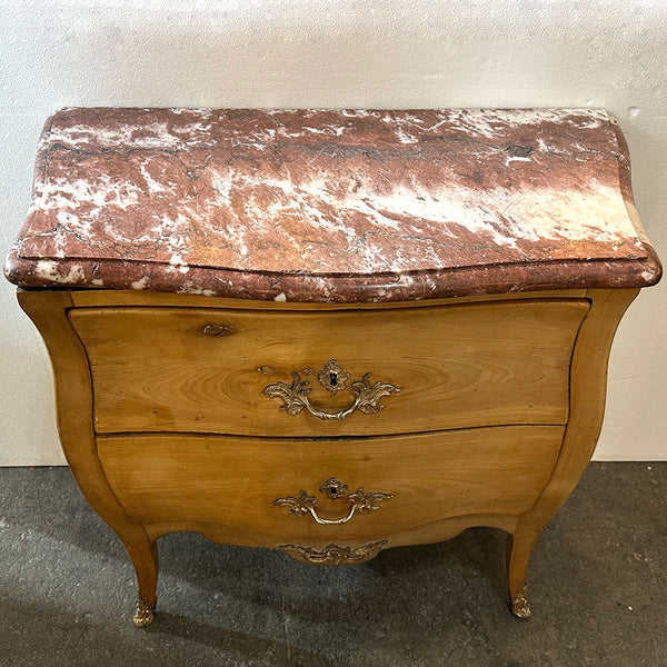Pair of French Jacques Birckle Marble Top Ormolu Mounted Cherrywood Commodes