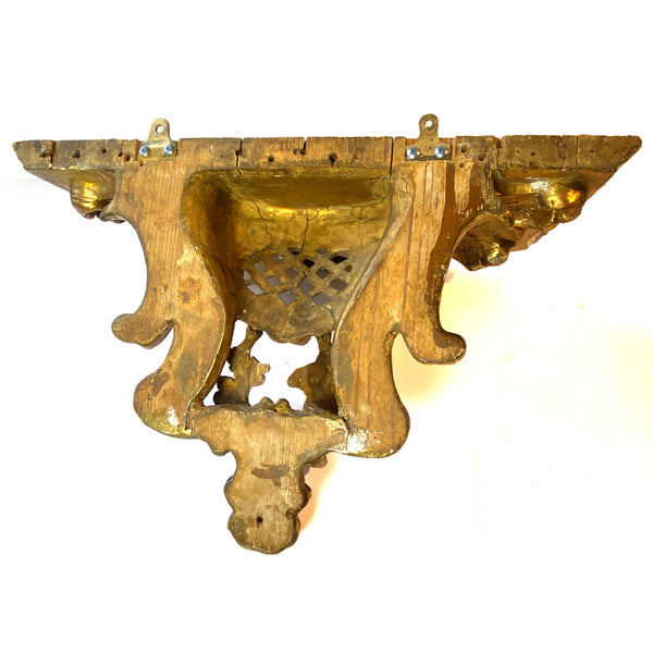 Italian Carved Giltwood and Plaster Rocaille Wall Bracket Shelf