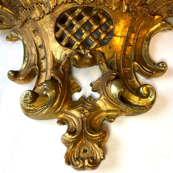 Italian Carved Giltwood and Plaster Rocaille Wall Bracket Shelf