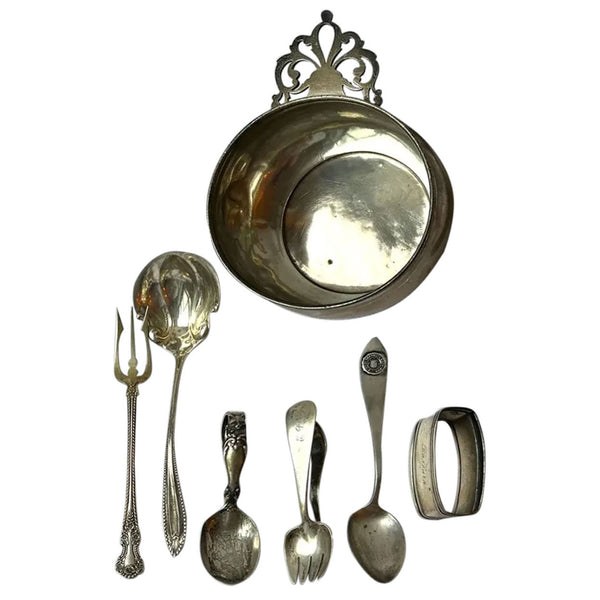 Collection of American Sterling Silver Flatware and Porringer [7 pieces]