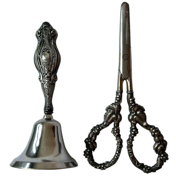 American Webster Sterling Silver Grape Shears/Scissors and Dinner Bell