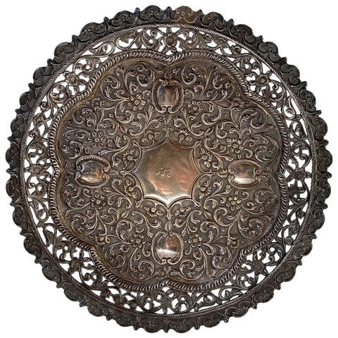 Indian Kutch Raj Period Coin Silver Circular Salver Tray