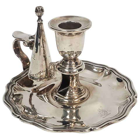 English Georgian T. J. & N. Creswick Sterling Silver Chamberstick and Snuffer