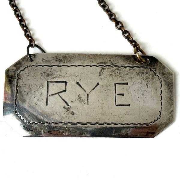 Set of Two American Sterling Silver Decanter Labels RYE and SCOTCH
