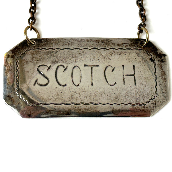 Set of Two American Sterling Silver Decanter Labels RYE and SCOTCH