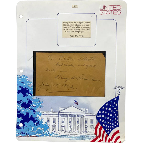 American Dwight D. Eisenhower 1952 Presidential Campaign Autograph on Paper