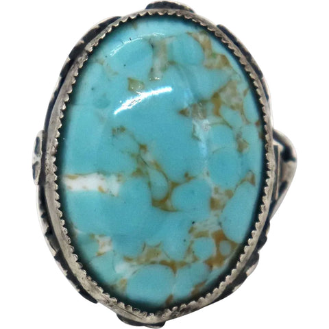 Vintage American Silver and Turquoise Blue Stone Cocktail Ring