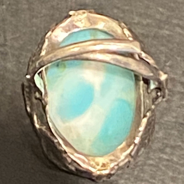 Vintage American Silver and Turquoise Blue Stone Cocktail Ring