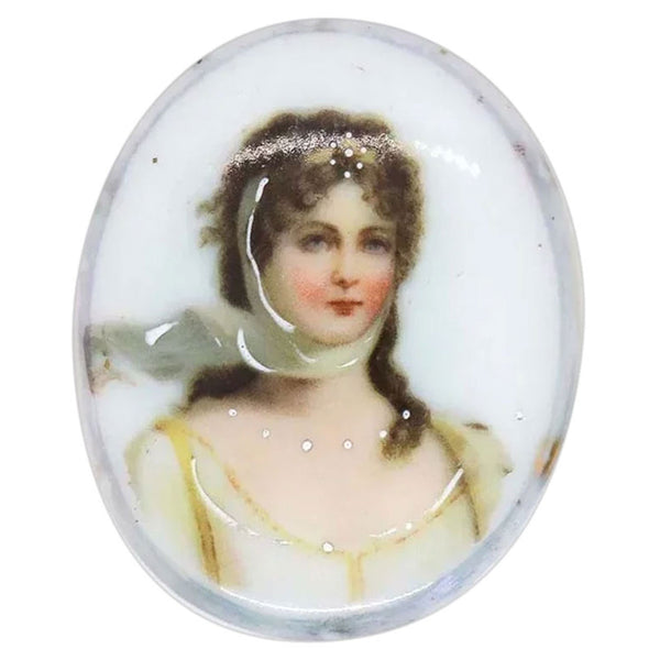 Victorian Transferware and Painted Porcelain Queen Louise of Prussia Portrait Plaque