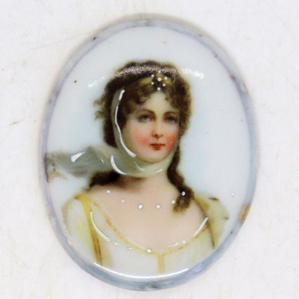 Victorian Transferware and Painted Porcelain Queen Louise of Prussia Portrait Plaque