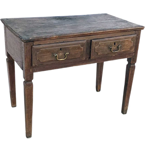 Portuguese Chestnut Two-Drawer Side Table