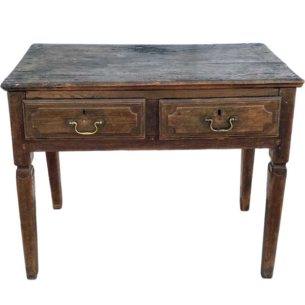 Portuguese Chestnut Two-Drawer Side Table