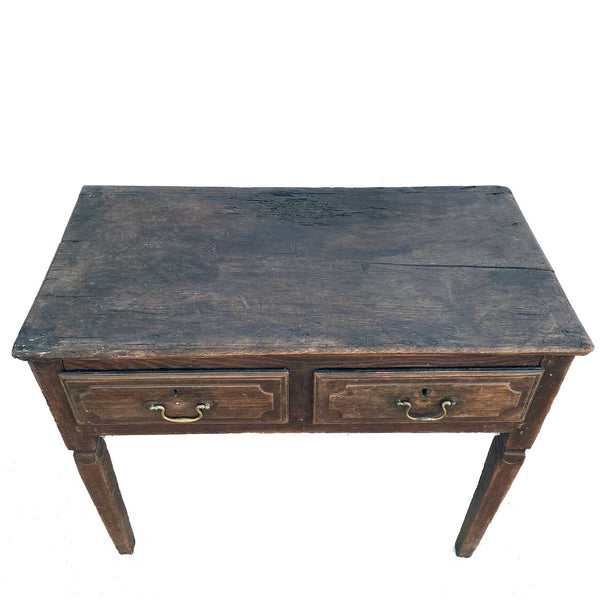 Portuguese Chestnut Two-Drawer Side Table