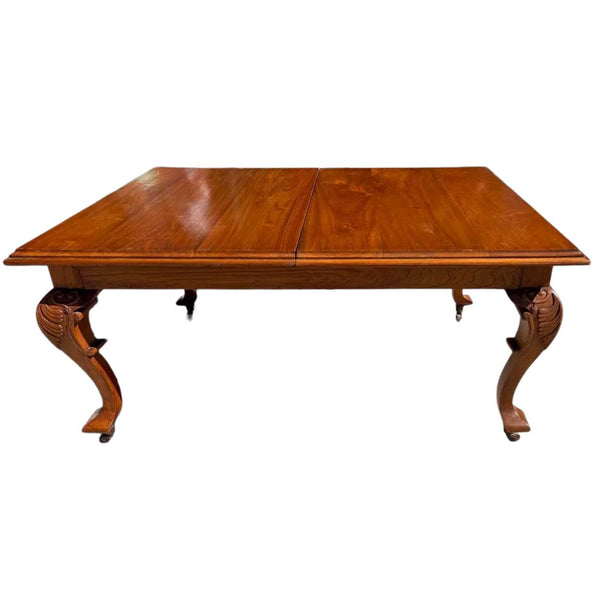 Anglo Indian Teak Campaign Extending Rectangular Dining Table