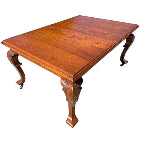 Anglo Indian Teak Campaign Extending Rectangular Dining Table