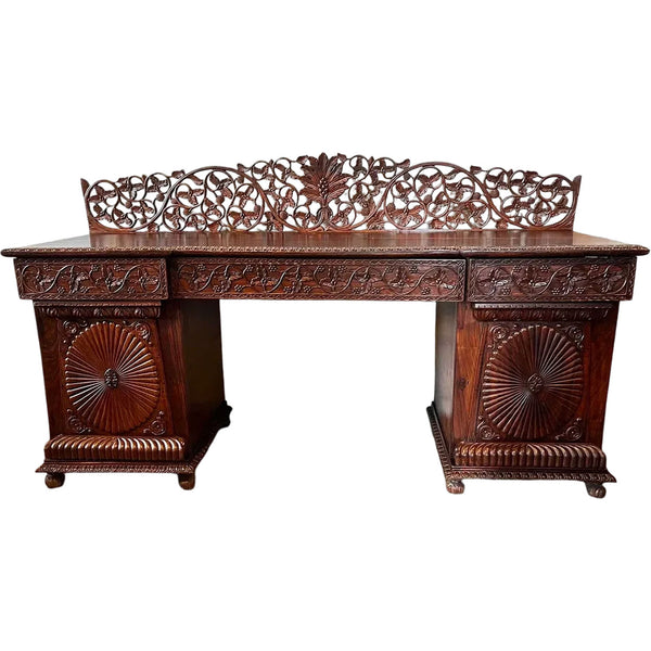 Anglo Indian Rosewood Double Pedestal Sideboard