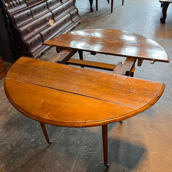 French Provincial Pale Walnut Oval Extending Drop-Leaf Table