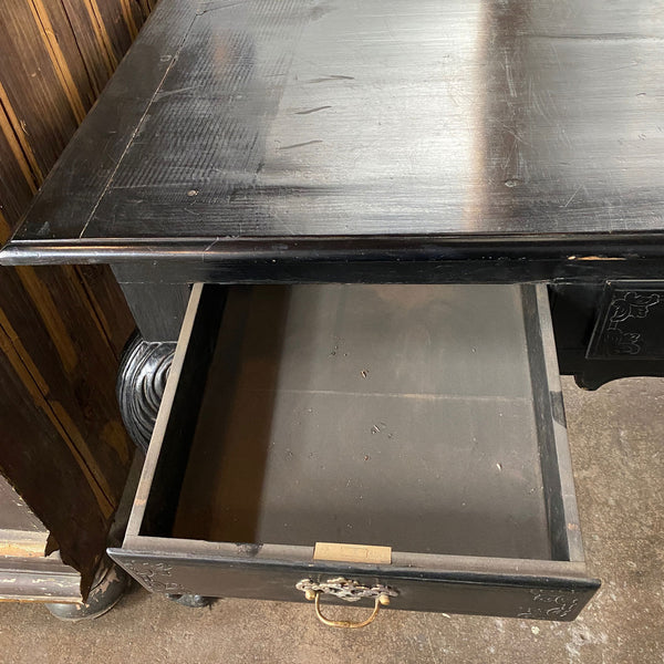 Lot 0151 | Important Large Indo-Portuguese Ebonized Teak Library Desk