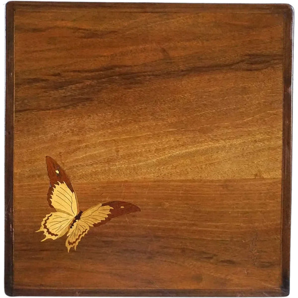 French EMILE GALLE Art Nouveau Marquetry Mixed Woods Butterfly Wall Panel