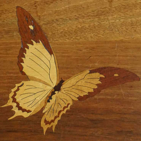 French EMILE GALLE Art Nouveau Marquetry Mixed Woods Butterfly Wall Panel