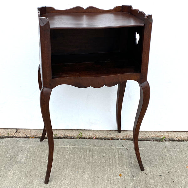 French Provincial Louis XV Style Mahogany Bedside End Table