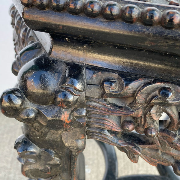 Chinese Qing Rosewood and Marble Inset Octagonal Side Table / Stand