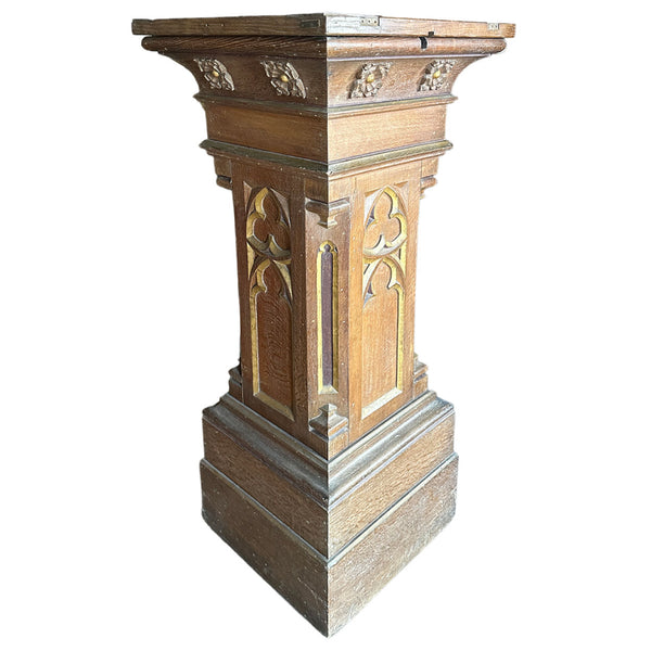 Lot 0075 | Belgian Gothic Revival Parcel Gilt and Oak Pedestal