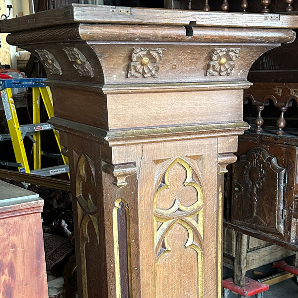 Lot 0075 | Belgian Gothic Revival Parcel Gilt and Oak Pedestal