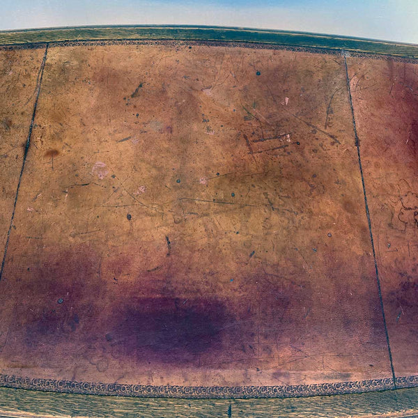 French Louis XV Revival Oak Leather-Top Writing Desk Table