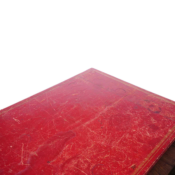 Small French Louis XVI Japanned Oak and Red Leather Top Desk