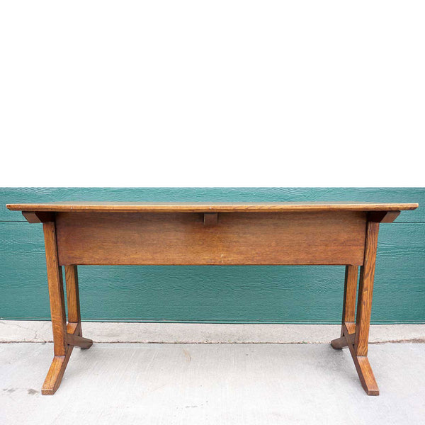 English Arts and Crafts Period Solid Oak Library Table