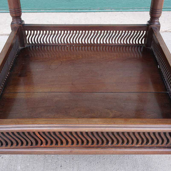 Fine English Aesthetic Movement Mahogany Round Two-Tier Parlor Table