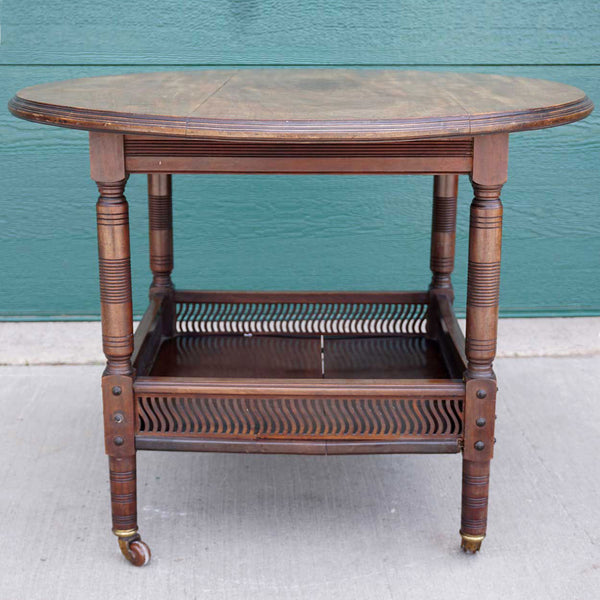 Fine English Aesthetic Movement Mahogany Round Two-Tier Parlor Table
