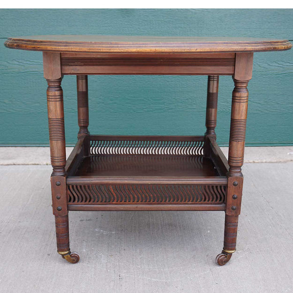 Fine English Aesthetic Movement Mahogany Round Two-Tier Parlor Table