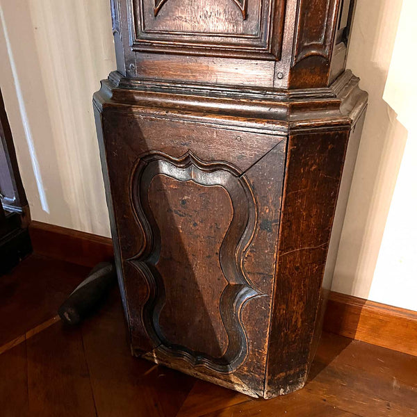 French Provincial Oak Tall Case Chateau Clock