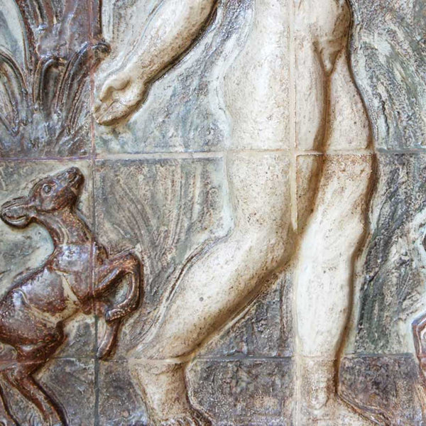 Large Pair KNUD KYHN for Royal Copenhagen Stoneware Tile Wall Panels, Adam and Eve