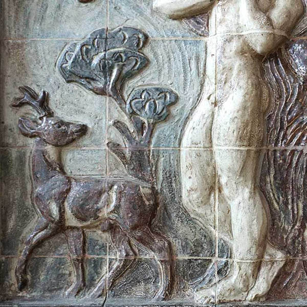 Large Pair KNUD KYHN for Royal Copenhagen Stoneware Tile Wall Panels, Adam and Eve