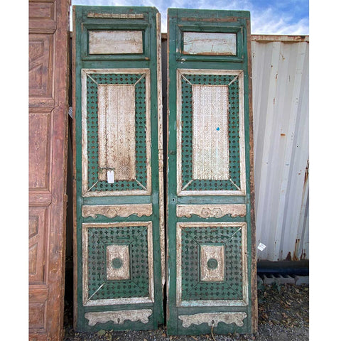 Lot 0445 | Tall French Colonial Green Painted Pine Double Door