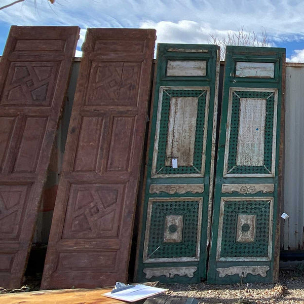 Lot 0445 | Tall French Colonial Green Painted Pine Double Door