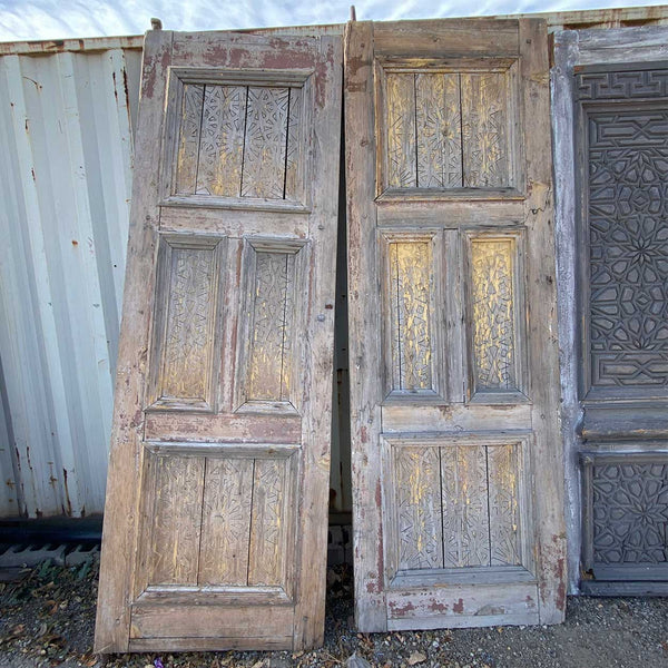 Lot 0446 | Large Moorish Style Yellow Painted Pine Double Door