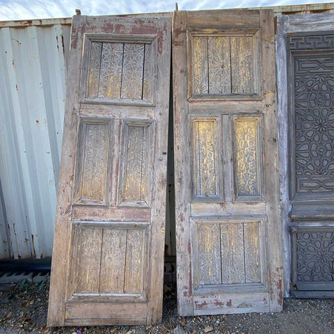Lot 0446 | Large Moorish Style Yellow Painted Pine Double Door