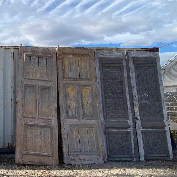 Lot 0446 | Large Moorish Style Yellow Painted Pine Double Door