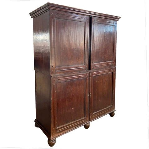 Lot 0353 | Anglo Indian William IV Teakwood Two-Part Linen Press Cupboard